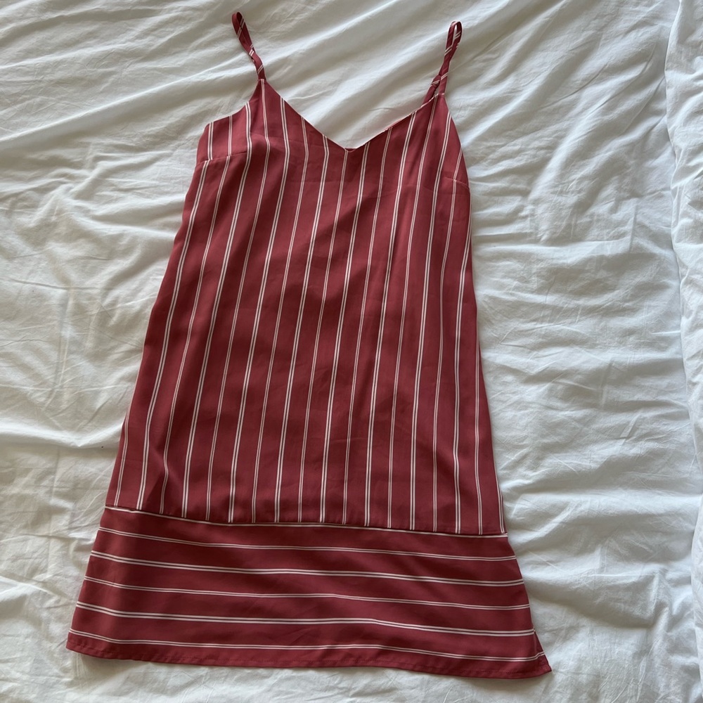 Pink Sundress with white stripes